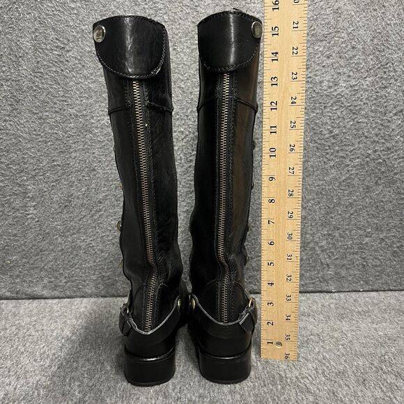 Marco Delli Tall Boots Women's Size 7 Black Leather Cowboy EUC - Picture 3 of 10